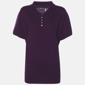 Marina Rinaldi Purple Cashmere Short Sleeve Sweatshirt L, Sweaters & Cardigans - Luxury Closet