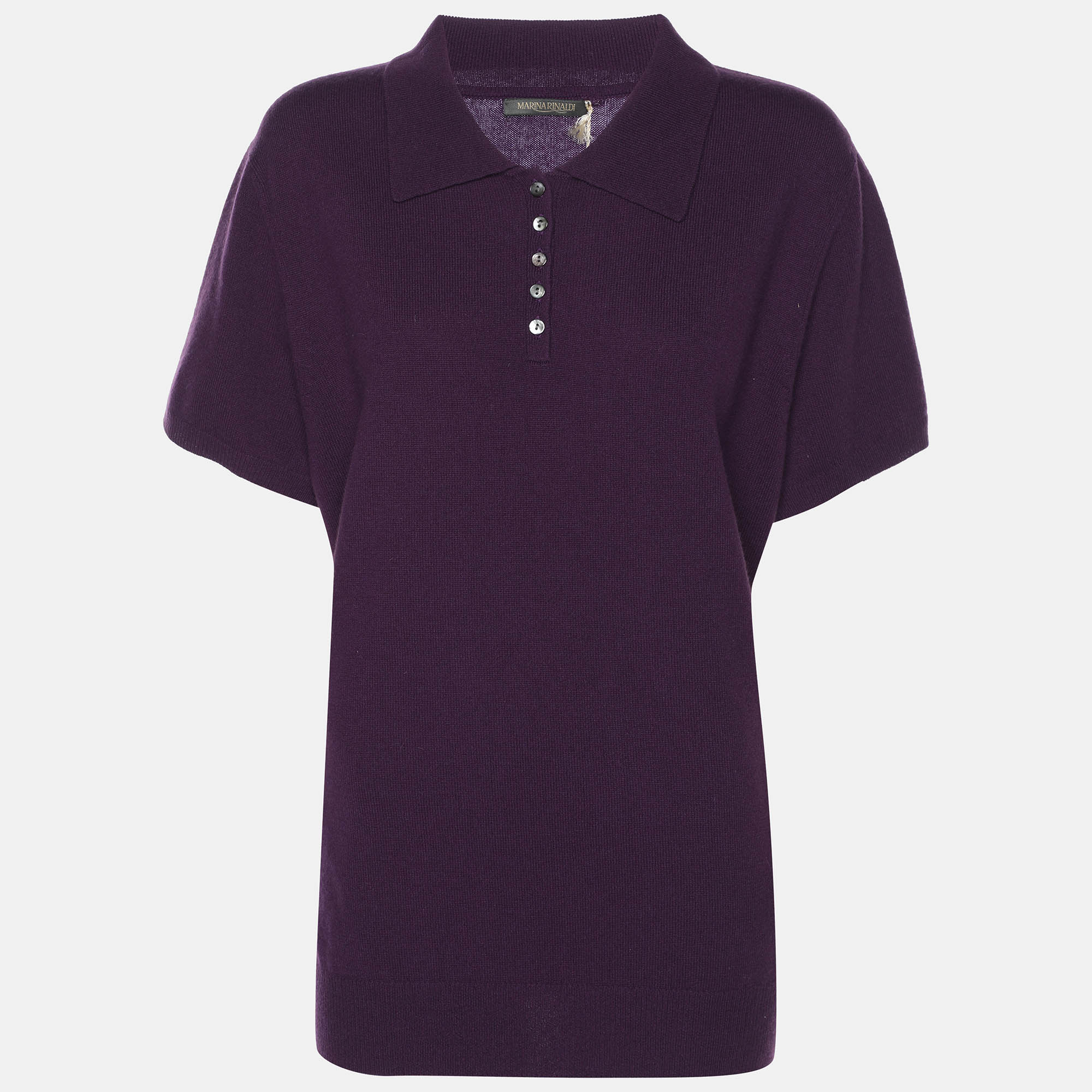Marina Rinaldi Purple Cashmere Short Sleeve Sweatshirt L, Sweaters & Cardigans - Luxury Closet