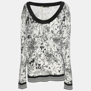 Marina Rinaldi White/Black Printed Knit Embellished Neck Top XL, Shirts & Tops - Luxury Closet catalog