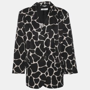 Marina Rinaldi Black/Off White Jacquard Giraffe Print 3/4 Sleeve Blazer L, Coats & Jackets - Luxury Closet catalog