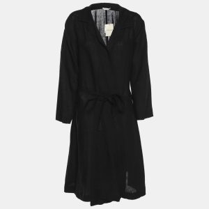 Marina Rinaldi Black Linen Belted Dress L, Dresses - Luxury Closet