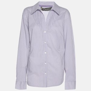 Marina Rinaldi Purple Stripe Cotton Blend Long Sleeve Shirt L, Shirts & Tops - Luxury Closet