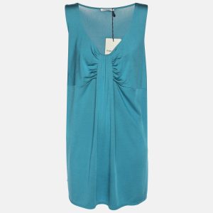 Marina Rinaldi Metallic Blue Jersey Sleeveless Top L, Shirts & Tops - Luxury Closet