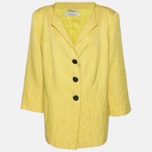 Marina Rinaldi Yellow Jacquard Blazer L, Coats & Jackets - Luxury Closet
