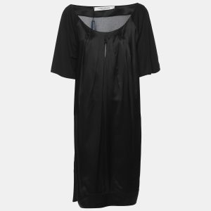 Marina Rinaldi Black Satin Pleated Top L, Shirts & Tops - Luxury Closet