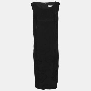 Marina Rinaldi Black Brocade Nylon Sleeveless Midi Dress L, Dresses - Luxury Closet