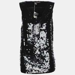 Marina Rinaldi Black Jersey Sequin Tank Top L, Shirts & Tops - Luxury Closet