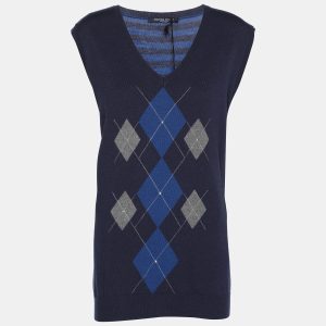 Marina Sport by Marina Rinaldi Blue Striped Knit Half Sleeve Sweater L, Sweaters & Cardigans - Luxury Closet