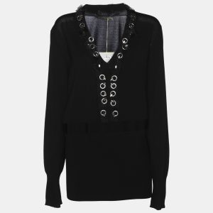 Marina Rinaldi Black Stretch Knit Embellished Long Sleeve Blouse L, Shirts & Tops - Luxury Closet catalog