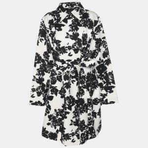 Marina Rinaldi White/Black Printed Cotton Blend Belted Overcoat L, Coats & Jackets - Luxury Closet catalog