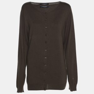 Marina Sport by Marina Rinaldi Olive Green Knit Button Front Sweater L, Sweaters & Cardigans - Luxury Closet