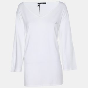 Marina Sport by Marina Rinaldi White Jersey Logo V Neck Top L, Shirts & Tops - Luxury Closet catalog