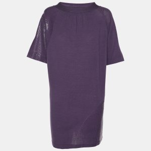 Marina Rinaldi Purple Stretch Knit Sequin Neck Tie Tops L, Shirts & Tops - Luxury Closet