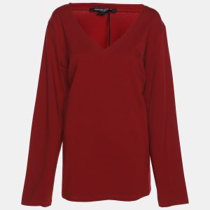Marina Sport by Marina Rinaldi Dark Red Jersey V Neck Sweater L, Shirts & Tops - Luxury Closet catalog