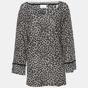 Voyage by Marina Rinaldi Grey Animal Print Jersey Scoop Neck Tunic L, Shirts & Tops - Luxury Closet