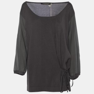 Marina Rinaldi Dark Grey Stretch Knit Scoop Neck Top XL, Shirts & Tops - Luxury Closet
