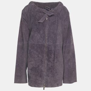 Marina Rinaldi Amethyst Smoke Suede Frill Collar Jacket L, Coats & Jackets - Luxury Closet catalog