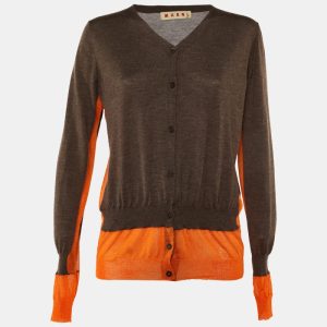 Marni Grey Cashmere Button Front Contrast Panel Detail Cardigan L, Sweaters & Cardigans - Luxury Closet catalog