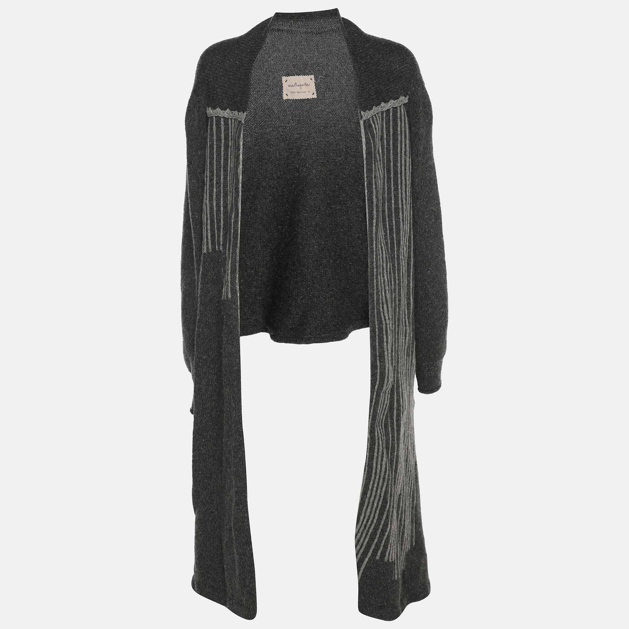 Martha Porter Grey Rib Knit Long Cardigan, Sweaters & Cardigans - Luxury Closet