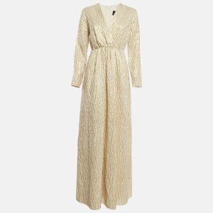 Max Mara Cream Brocade Fil-Coupe Zeda Maxi Dress S, Dresses - Luxury Closet