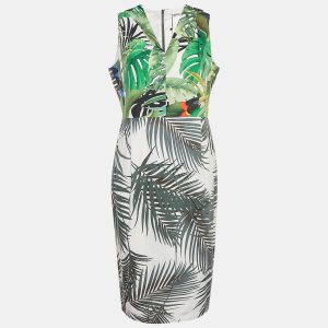 Max Mara Green Tropical Print Cotton Sleeveless Midi Dress L, Dresses - Luxury Closet