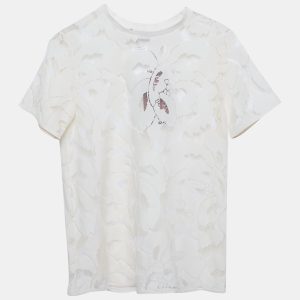 Max Mara Studio Cream Lace Sheer Top S, Shirts & Tops - Luxury Closet