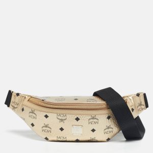 MCM Gold Visetos Coated Canvas Belt Bag, Handbags - Luxury Closet
