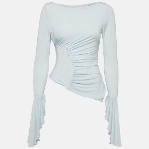 Meshki Blue Jersey Stevie Bell Sleeve Slinky Top M, Shirts & Tops - Luxury Closet