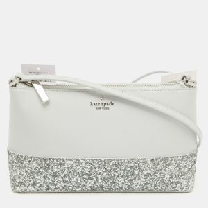 Kate Spade Grey Glitter and Leather Ramey Greta Court Crossbody Bag, Handbags - Luxury Closet catalog
