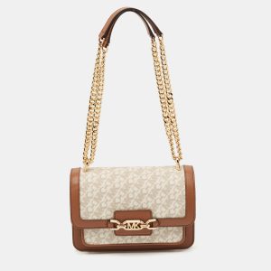 Michael Kors Brown Signature Coated Canvas and Leather Heather Shoulder Bag, Shoulder Bags - Luxury Closet