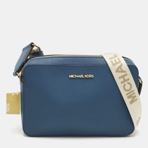 Michael Kors Blue Leather Large East West Jet Set Crossbody Bag, Handbags - Luxury Closet