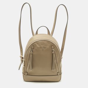 Michael Kors Beige Leather and Nylon Brooklyn Backpack, Backpacks - Luxury Closet
