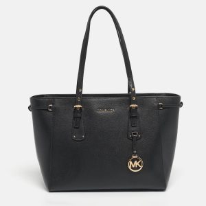Michael Kors Black Leather Medium Voyager Tote, Tote Handbags - Luxury Closet