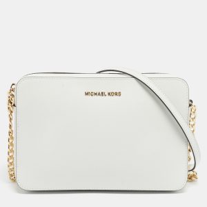 Michael Kors White Leather Large East West Jet Set Crossbody Bag, Handbags - Luxury Closet catalog