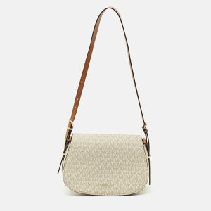 Michael Kors Brown/Off White Signature Coated Canvas and Leather Medium Lydia Messenger Bag, Handbags - Luxury Closet catalog
