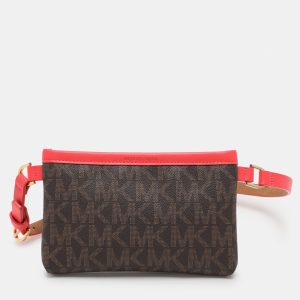 MICHAEL Michael Kors Brown/Red Signature Coated Canvas and Leather Belt Bag, Handbags - Luxury Closet