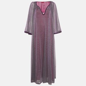 Missoni Purple Stripe Lurex Silk Knit Maxi Dress M, Dresses - Luxury Closet