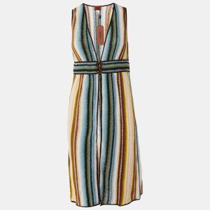 Missoni Multicolor Patterned Knit Hook Front Sleeveless Shrug M, Coats & Jackets - Luxury Closet catalog
