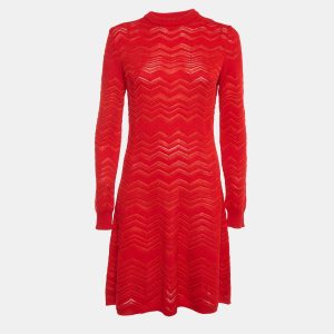 Missoni Red Zig Zag  Knit Flared Short Dress M, Dresses - Luxury Closet