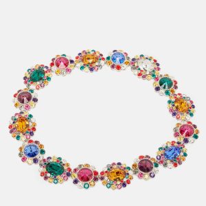 Miu Miu Rebels Multicolor Crystal Silver Tone  Necklace, Jewelry - Luxury Closet catalog