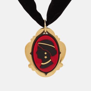 Miu Miu Blac Cameo Composite Velvet Gold Tone Necklace, Jewelry - Luxury Closet catalog