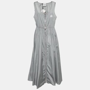 Miu Miu Grey Synthetic Zip-Up Sleeveless Midi Dress M, Dresses - Luxury Closet catalog