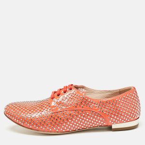 Miu Miu Orange Patent Leather Crystal Embellished Heels Lace Up Derby Size 36, Shoes - Luxury Closet catalog