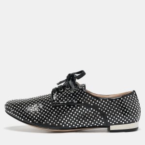 Miu Miu Black Patent Leather Crystal Embellished Lace Up Derby Size 36, Shoes - Luxury Closet catalog