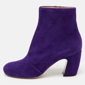 Miu Miu Purple Suede Ankle Length Boots Size 37.5, Boots - Luxury Closet