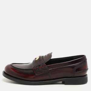 Miu Miu Burgundy Leather Penny Loafers Size 37, Loafers & Slip-Ons - Luxury Closet
