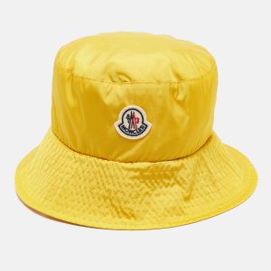 Moncler Yellow Logo Patch Nylon Bucket Hat M, Luggage Accessories - Luxury Closet
