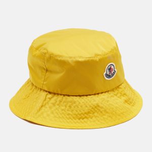 Moncler Yellow Logo Patch Nylon Bucket Hat S, Luggage Accessories - Luxury Closet