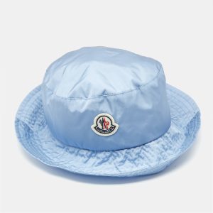 Moncler Blue Logo Applique Nylon Bucket Hat M, Luggage Accessories - Luxury Closet