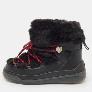 Moncler  Black Leather and Shearling Trailgrip Apres High Boots  Size 38, Boots - Luxury Closet catalog